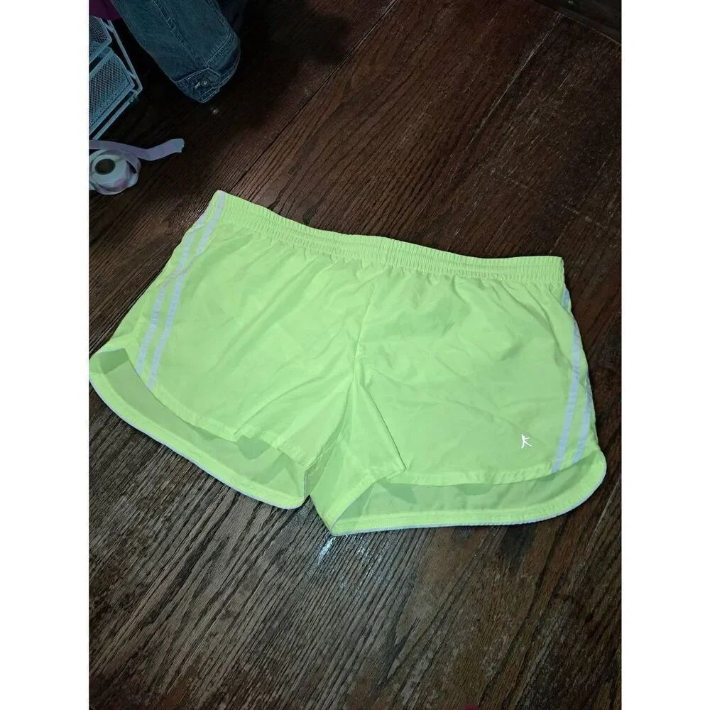 DanSkin XXL Bright Neon Yellow Running Active Shorts Elastic Waist Size 20
